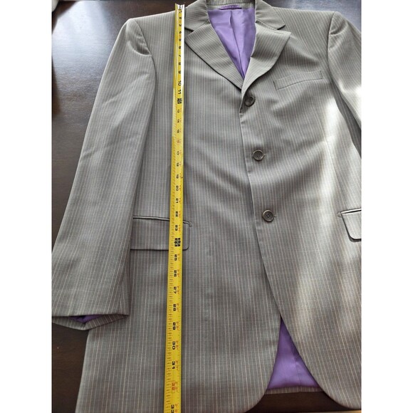 Earvin Magic Johnson 42R 36 Gray Striped Mens Jacket Pants Suit - Picture 8 of 16
